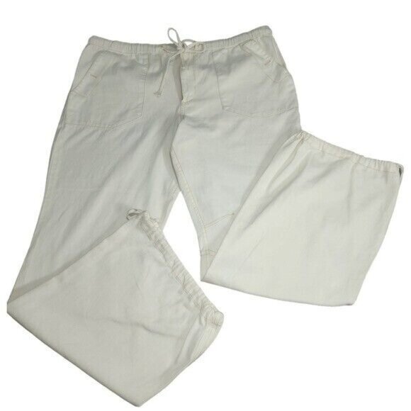 We The Free Womens Ivory Relax Cotton Pants Wide Leg Drawstring Waistband L NEW - Picture 15 of 15